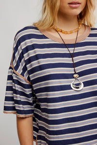 Free People We The Free Clean Rugby Tee/Navy Combo
