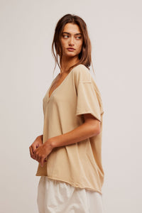 Free People We The Free Nina V-Neck Tee/Oat Latte