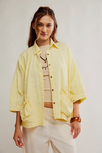 Free People Just Like Me Seersucker Shirt/Banana Cream