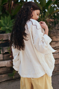 Free People Just Like Me Seersucker Shirt/Coconut Milk