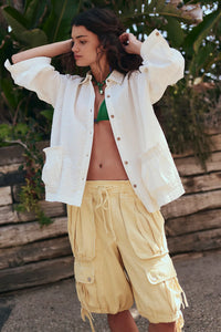 Free People Just Like Me Seersucker Shirt/Coconut Milk