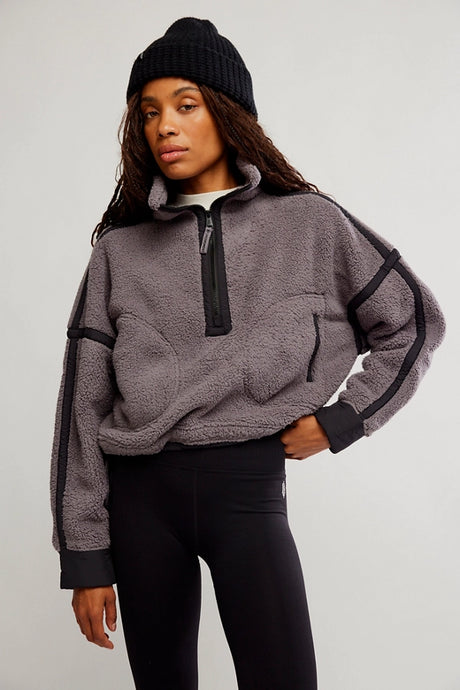 Free People Mountain High Half Zip Fleece/Gunmetal Combo