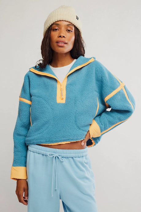 Free People Mountain High Half Zip Fleece/ Celestial Blue