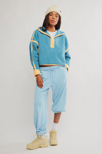 Free People Mountain High Half Zip Fleece/ Celestial Blue