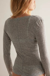 Free People Big Love Rib Cardi/Heather Grey