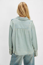 Load image into Gallery viewer, Free People We The Free Tattered And Ruffled Denim Top/Vintage Tint Wash