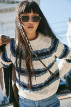 Load image into Gallery viewer, Free People Frankie Striped Cable Knit Sweater/Ivory Combo