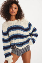 Load image into Gallery viewer, Free People Frankie Striped Cable Knit Sweater/Ivory Combo