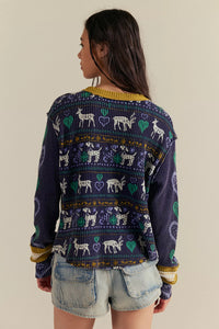 Free People We The Free Blissful Layering Tee/Navy Combo