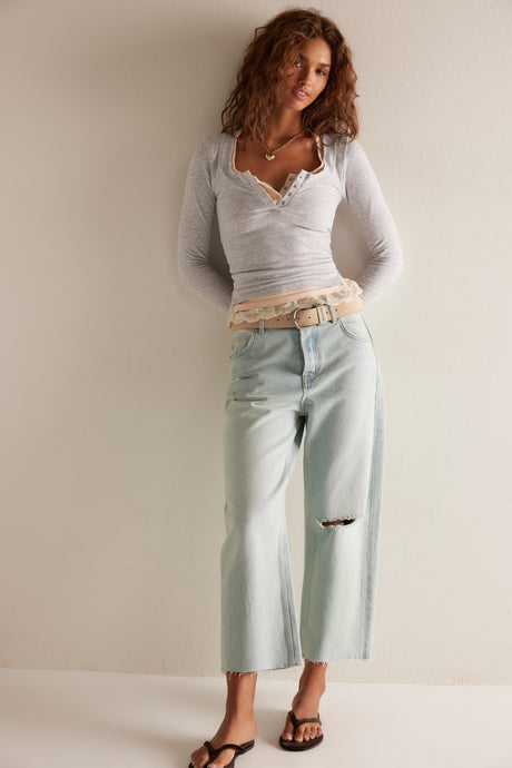 Free People Wide Awake Layering Top/Heather Grey