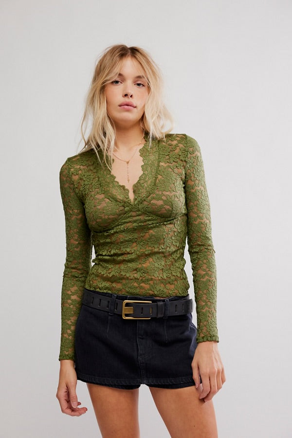 Free People All Day Lace Long Sleeve/Terrarium – Thecottageboutique