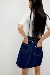 Free People We The Free Suzy Denim Midi Skirt/Deep Blue Cursh