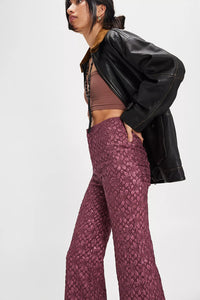 Free People Runaway Floral Flare Pants/Crushed Berry