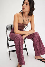 Load image into Gallery viewer, Free People Runaway Floral Flare Pants/Crushed Berry