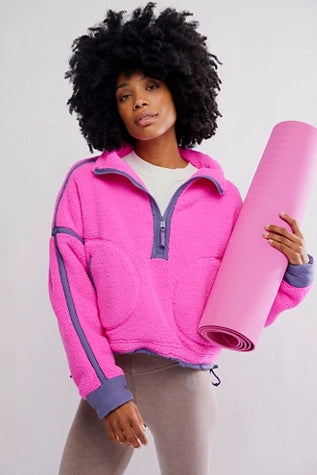 Free People Mountain High Half Zip Fleece /Fushia Flirt