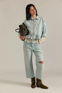 Free People Bailey Denim Shirt/ Light Tint Wash