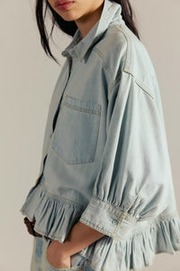 Free People Bailey Denim Shirt/ Light Tint Wash