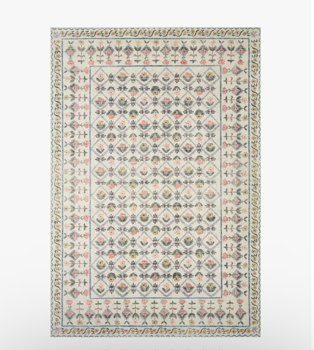 Rifle Paper X Loloi Rugs Eden Mughal Rose Power Loomed Rug/Blush