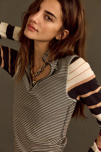 Free People We The Free Avery Long Sleeve Top/Black Combo