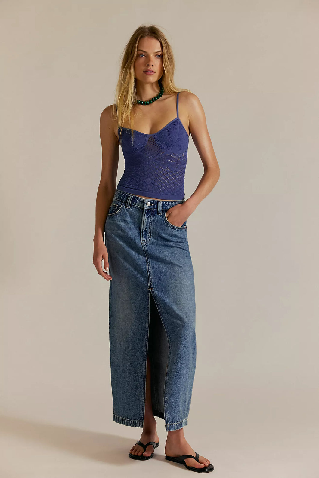 Free People We The Free Nothing Better Denim Maxi Skirt/Little Things