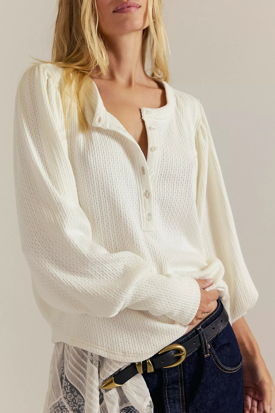Free People We The Free Quinn Knit Thermal/Ivory