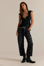 Load image into Gallery viewer, Free People We The Free Deep Trance Shine Embroidered Dropped Boyfriend Jeans/Starry Night