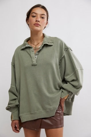 Free People We The Free Camden Henley Sweatshirt/Laurel Oak