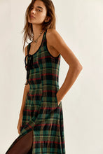 Load image into Gallery viewer, Free People Freya Plaid Midi Dress Kelly Green Combo