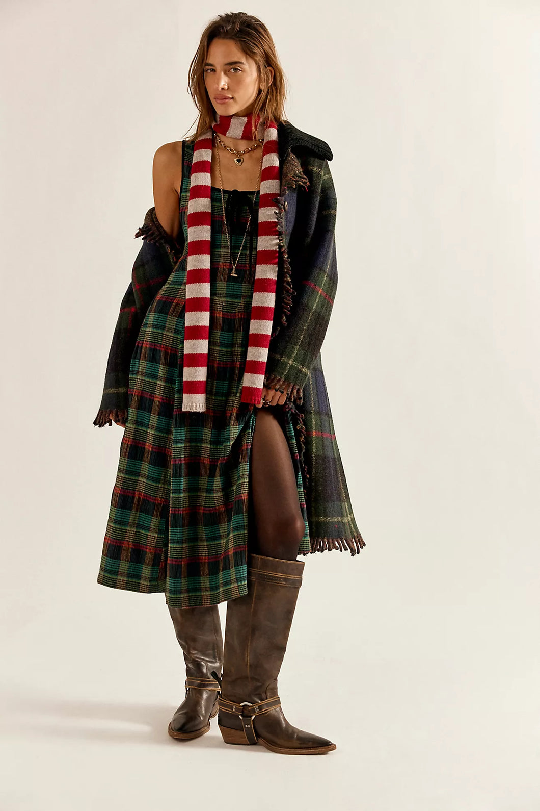 Free People Freya Plaid Midi Dress Kelly Green Combo Thecottageboutique Free People Freya Plaid Midi Dress Kelly Green Combo Thecottageboutique