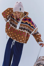 Load image into Gallery viewer, Free People  Mountain High Printed Half Zip Fleece/Isle-Knit Twig Combo