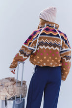 Load image into Gallery viewer, Free People  Mountain High Printed Half Zip Fleece/Isle-Knit Twig Combo