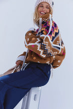Load image into Gallery viewer, Free People  Mountain High Printed Half Zip Fleece/Isle-Knit Twig Combo