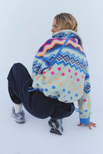 Load image into Gallery viewer, Free People Mountain High Printed Half Zip Fleece/Isle-Knit Spring Meadow