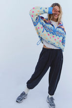 Load image into Gallery viewer, Free People Mountain High Printed Half Zip Fleece/Isle-Knit Spring Meadow