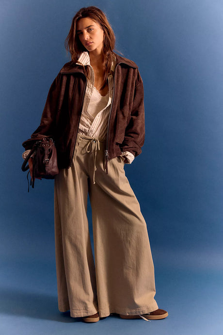 Free People Julien Wide-Leg Chino Trousers /Chinchilla