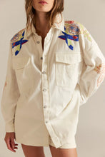 Load image into Gallery viewer, Free People We The Free Take Flight Embroidered Shirt /Snow Bell Combo