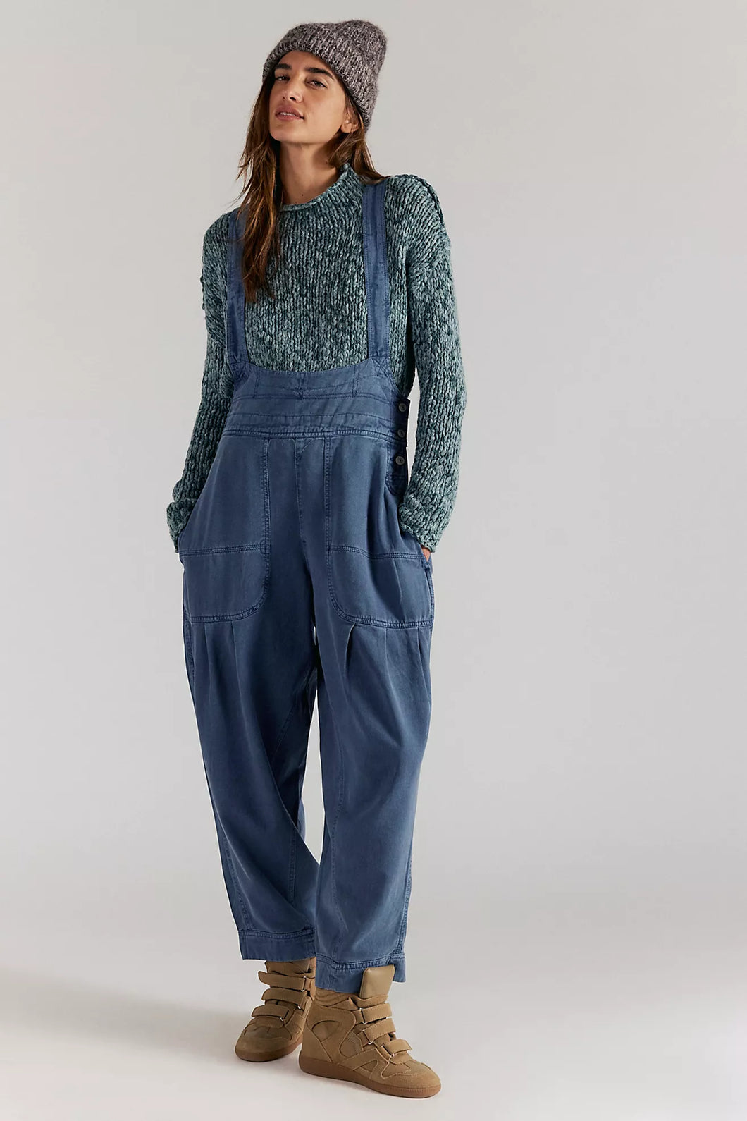 Free People Felix Tapered Overalls /Flint Stone