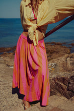 Load image into Gallery viewer, Free People Lowen Striped Midi Skirt/pink Combo