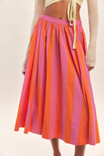 Load image into Gallery viewer, Free People Lowen Striped Midi Skirt/pink Combo