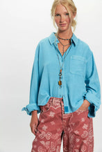 Load image into Gallery viewer, Free People We The Free Laurel Linen Button Down Top/Milky Blue