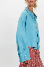 Load image into Gallery viewer, Free People We The Free Laurel Linen Button Down Top/Milky Blue