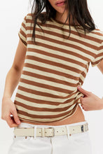Load image into Gallery viewer, Free People We The Free Nora Striped Cotton Tee/Mocha Combo