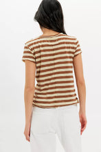 Load image into Gallery viewer, Free People We The Free Nora Striped Cotton Tee/Mocha Combo