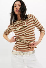 Load image into Gallery viewer, Free People We The Free Nora Striped Cotton Tee/Mocha Combo