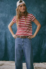 Load image into Gallery viewer, Free People We The Free Nora Striped Cotton Tee/Red Combo