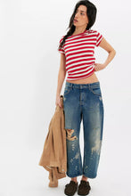 Load image into Gallery viewer, Free People We The Free Nora Striped Cotton Tee/Red Combo