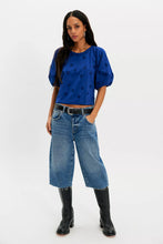 Load image into Gallery viewer, Free People Jessie Eyelet Tee/Navy Combo