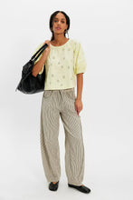 Load image into Gallery viewer, Free People Jessie Eyelet Tee /Lemon Water Combo