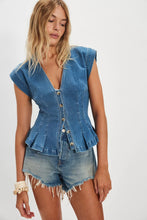 Load image into Gallery viewer, Free People Dylan Denim Vest/Medium Blue