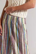 Load image into Gallery viewer, Free People Day's End Cotton-Linen Striped Pull-On Pants/Ivory Combo